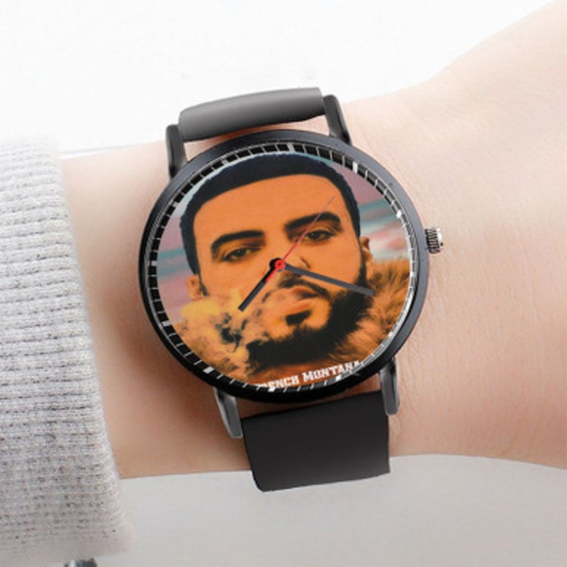 Pastele French Montana Watch Custom Unisex Black Quartz Watch Premium Gift Box Watches