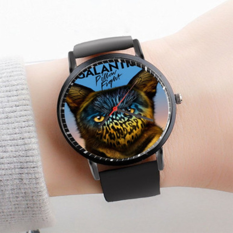 Pastele Galantis Pillow Fight Watch Custom Unisex Black Quartz Watch Premium Gift Box Watches