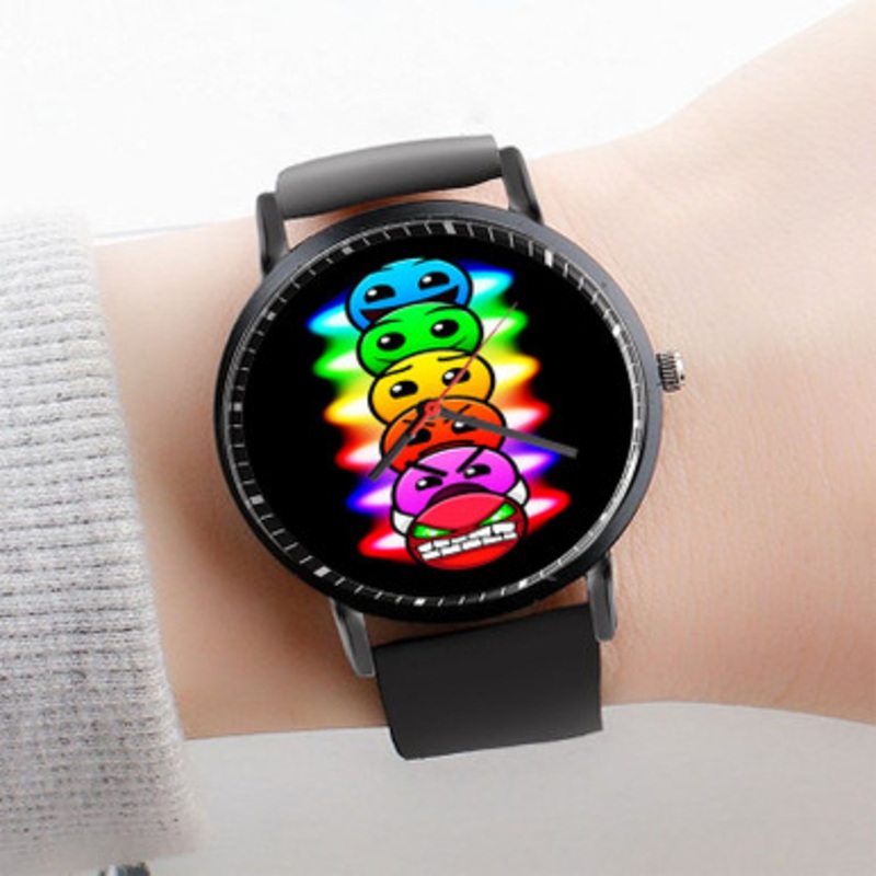 Pastele Geometry Dash Watch Custom Unisex Black Quartz Watch Premium Gift Box Watches