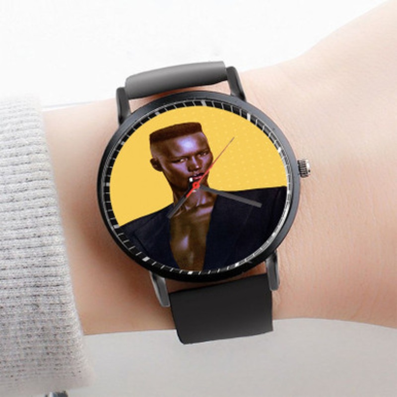 Pastele Grace Jones Watch Custom Unisex Black Quartz Watch Premium Gift Box Watches