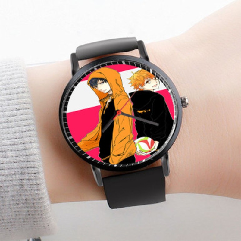 Pastele Haikyuu Watch Custom Unisex Black Quartz Watch Premium Gift Box Watches