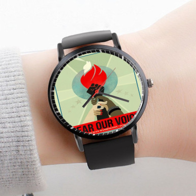 Pastele Hear Our Voice Women s March Watch Custom Unisex Black Quartz Watch Premium Gift Box Watches