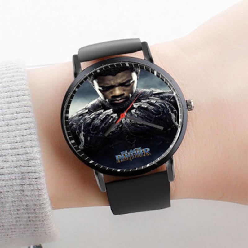 Pastele King T Challa Black Panther Watch Custom Unisex Black Quartz Watch Premium Gift Box Watches