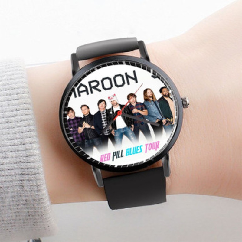 Pastele Maroon 5 Red Pill Blues Tour 2018 Watch Custom Unisex Black Quartz Watch Premium Gift Box Watches