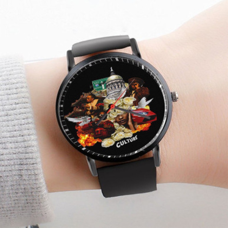 Pastele Migos Culture Watch Custom Unisex Black Quartz Watch Premium Gift Box Watches