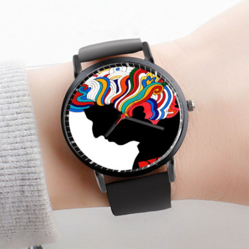 Pastele Milton Glaser Bob Dylan Poster Wall Decor Watch Custom Unisex Black Quartz Watch Premium Gift Box Watches