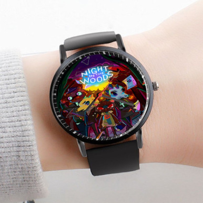 Pastele Night in the Woods Watch Custom Unisex Black Quartz Watch Premium Gift Box Watches