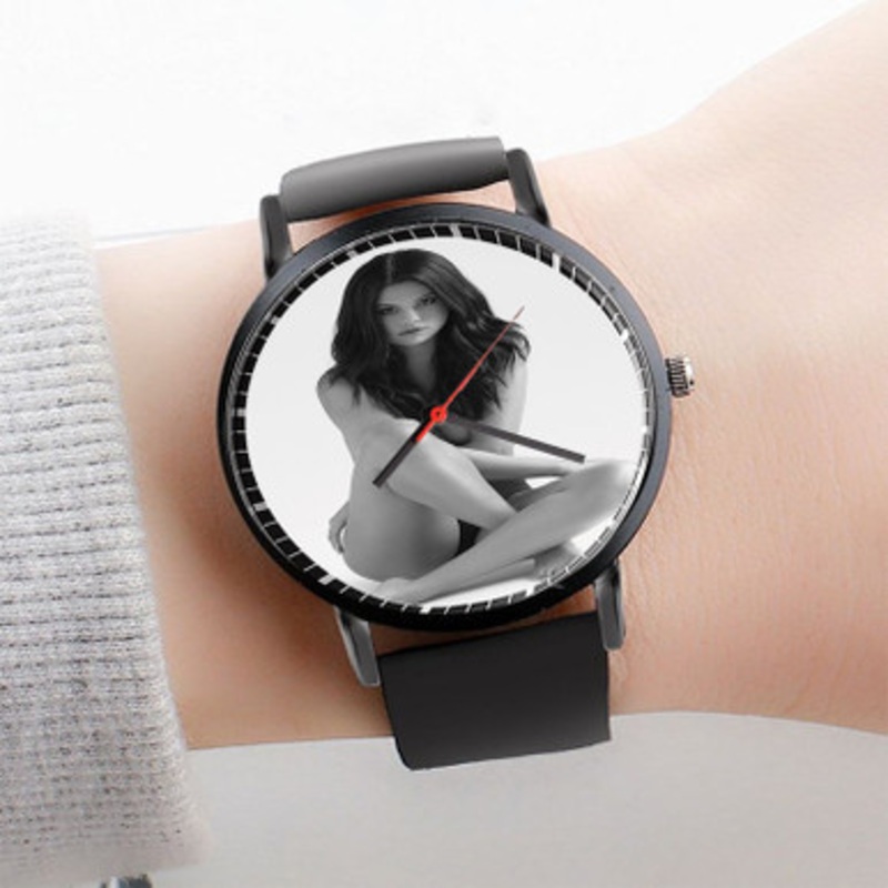 Pastele Selena Gomez Quality Watch Custom Unisex Black Quartz Watch Premium Gift Box Watches