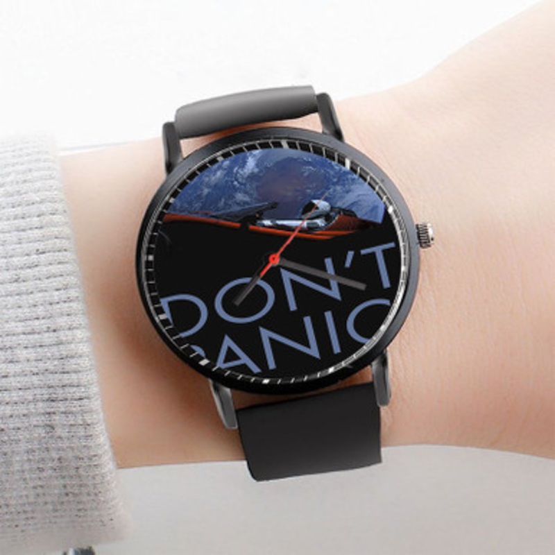 Pastele Spacex Don t Panic Watch Custom Unisex Black Quartz Watch Premium Gift Box Watches