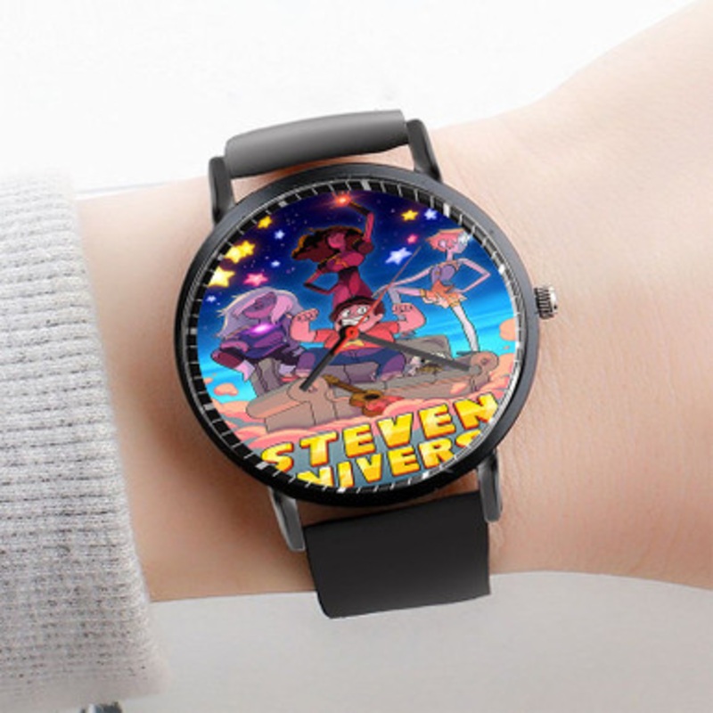 Pastele Steven Universe Watch Custom Unisex Black Quartz Watch Premium Gift Box Watches