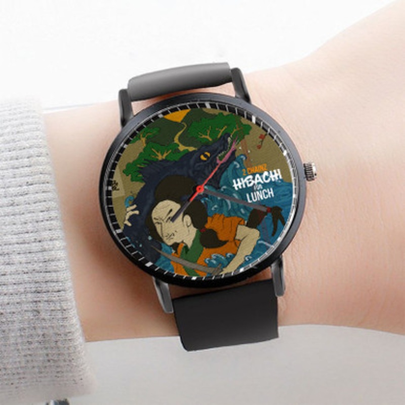 Pastele Tity Boi 2 Chainz Hibachi for Lunch Watch Custom Unisex Black Quartz Watch Premium Gift Box Watches