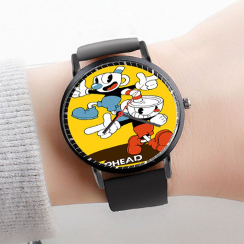 Pastele Cup Head New Watch Custom Unisex Black Quartz Watch Premium Gift Box Watches