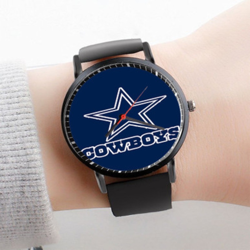 Pastele Dallas Cowboys NFL Poster Wall Decor Watch Custom Unisex Black Quartz Watch Premium Gift Box Watches