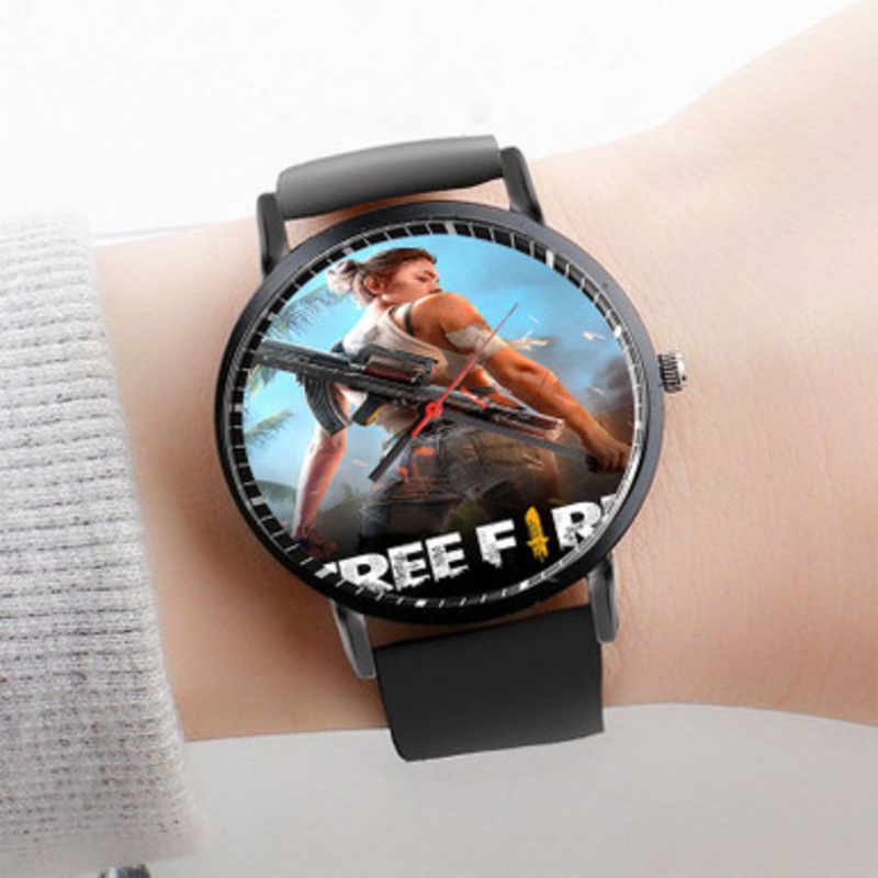 Pastele Garena Free Fire Watch Custom Unisex Black Quartz Watch Premium Gift Box Watches
