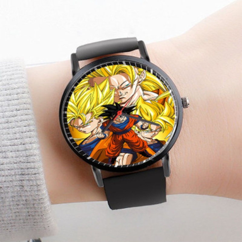 Pastele Goku Super Saiyan Transformation Dragon Ball Watch Custom Unisex Black Quartz Watch Premium Gift Box Watches