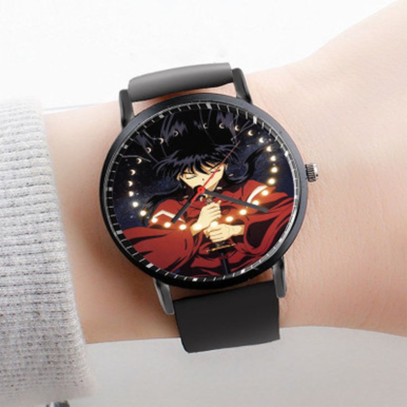 Pastele Inuyasha Art Watch Custom Unisex Black Quartz Watch Premium Gift Box Watches