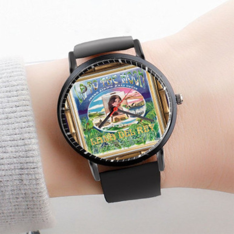 Pastele Lana Del Rey LA to the Moon Watch Custom Unisex Black Quartz Watch Premium Gift Box Watches