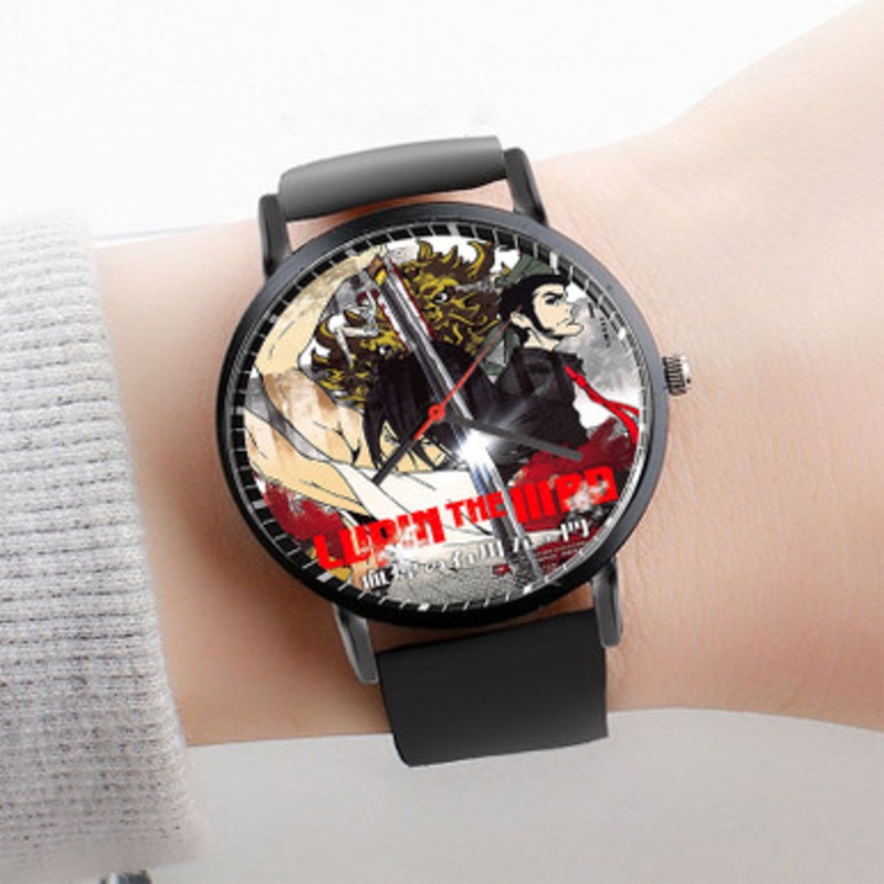 Pastele Lupin the Third The Blood Spray of Goemon Ishikawa Watch Custom Unisex Black Quartz Watch Premium Gift Box Watches