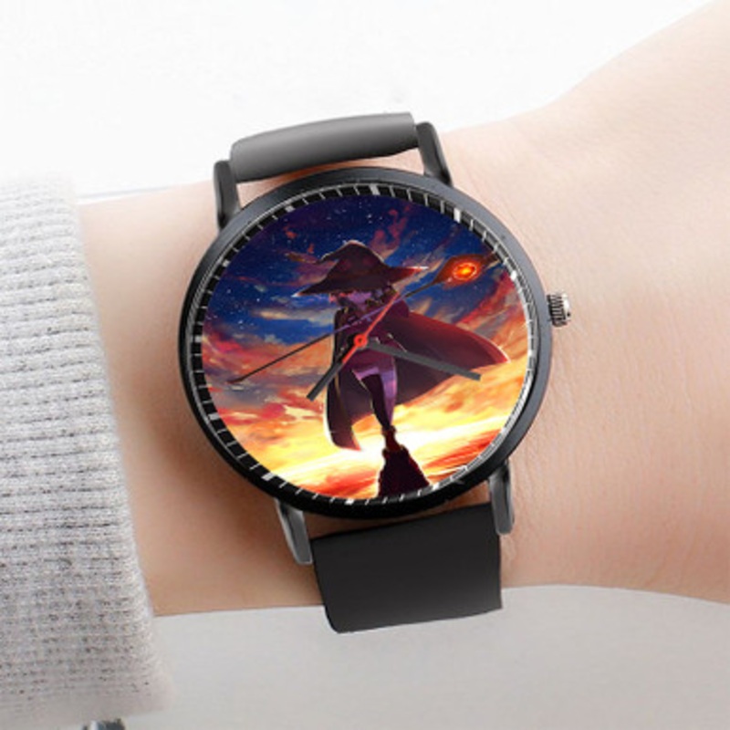 Pastele Megumin Konosuba Watch Custom Unisex Black Quartz Watch Premium Gift Box Watches