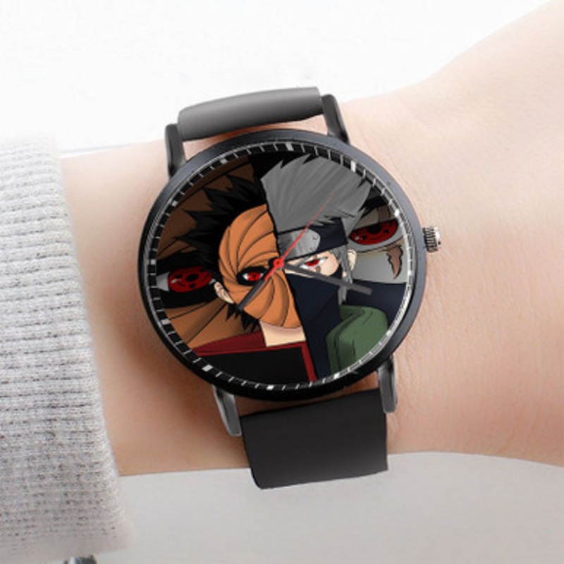 Pastele Naruto Shippuden Tobi and Kakashi Watch Custom Unisex Black Quartz Watch Premium Gift Box Watches