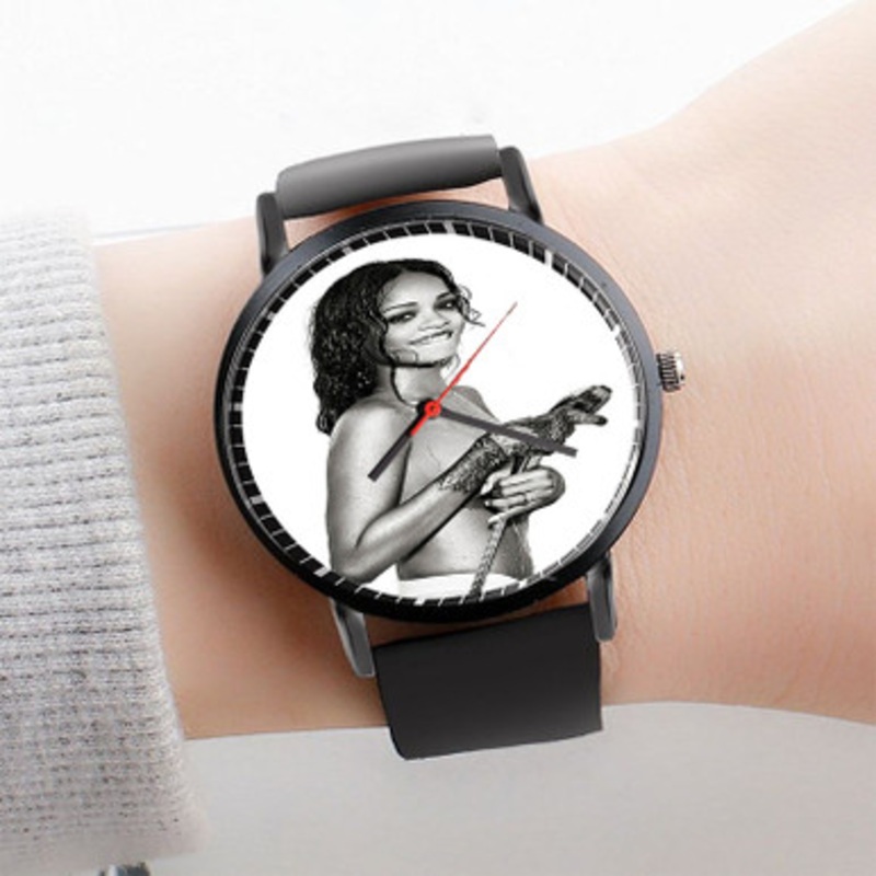 Pastele Rihanna Watch Custom Unisex Black Quartz Watch Premium Gift Box Watches