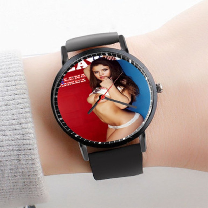 Pastele Selena Gomez Playboy Watch Custom Unisex Black Quartz Watch Premium Gift Box Watches