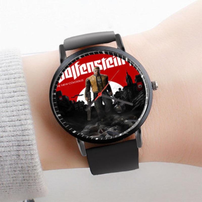Pastele Wolfenstein II The New Colossus Watch Custom Unisex Black Quartz Watch Premium Gift Box Watches