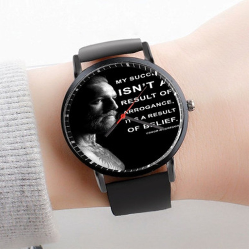 Pastele Conor Mc Gregor Quotes UFC Watch Custom Unisex Black Quartz Watch Premium Gift Box Watches