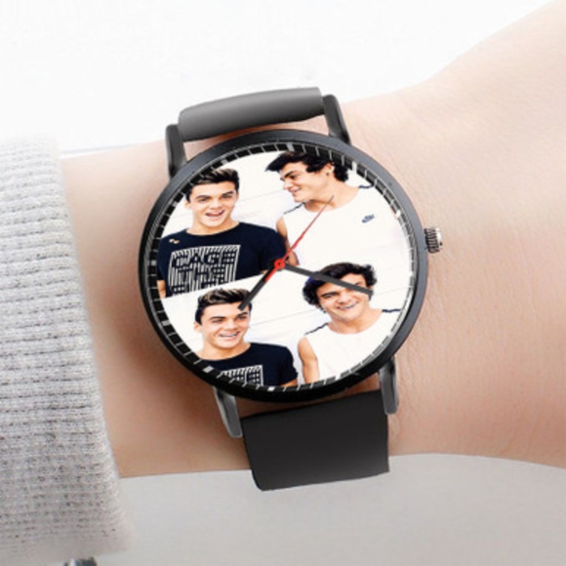 Pastele Dolan Twins Watch Custom Unisex Black Quartz Watch Premium Gift Box Watches