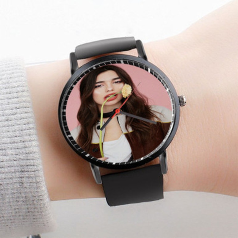 Pastele Dua Lipa Flower Watch Custom Unisex Black Quartz Watch Premium Gift Box Watches