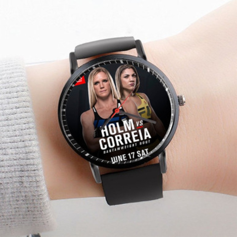 Pastele Holly Holm vs Bethe Correia Watch Custom Unisex Black Quartz Watch Premium Gift Box Watches