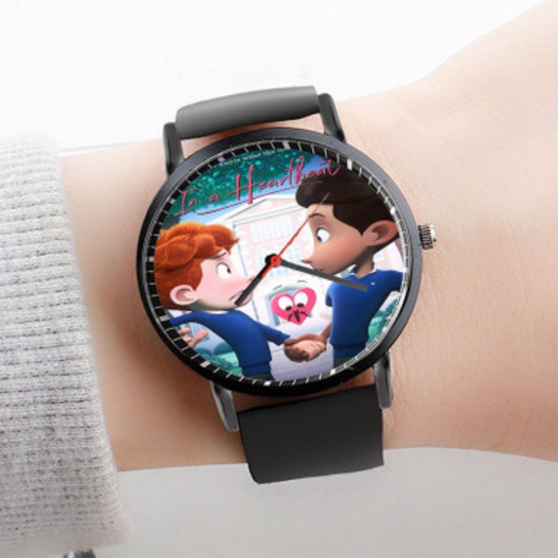 Pastele In a Heartbeat Watch Custom Unisex Black Quartz Watch Premium Gift Box Watches
