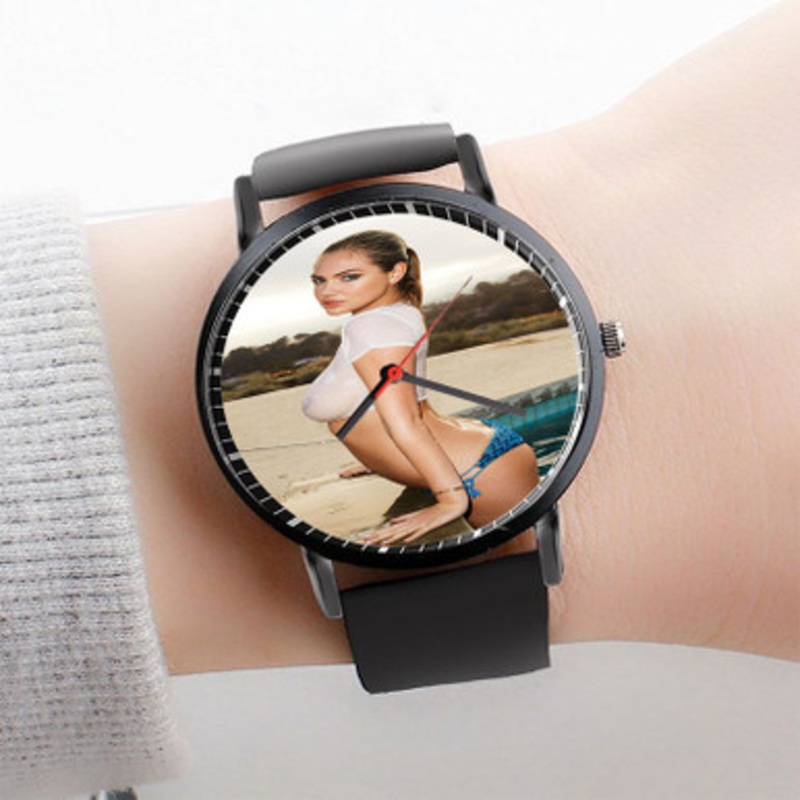 Pastele Kate Upton Watch Custom Unisex Black Quartz Watch Premium Gift Box Watches