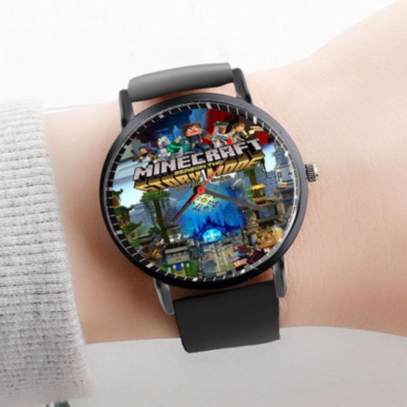 Pastele Minecraft Story Mode Watch Custom Unisex Black Quartz Watch Premium Gift Box Watches