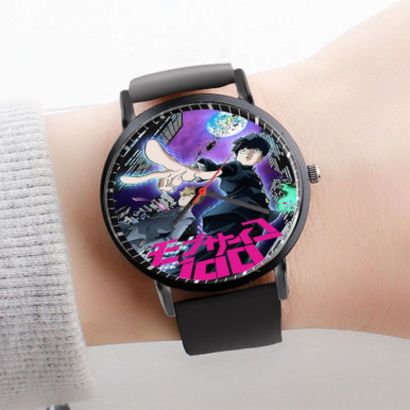 Pastele Mob Psycho 100 Watch Custom Unisex Black Quartz Watch Premium Gift Box Watches