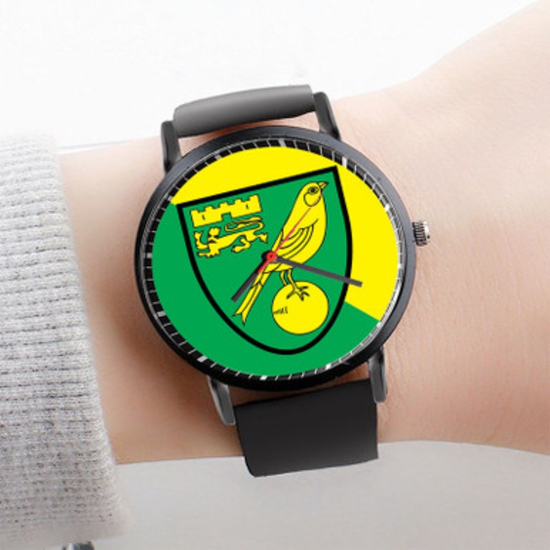 Pastele Norwich City FC Watch Custom Unisex Black Quartz Watch Premium Gift Box Watches