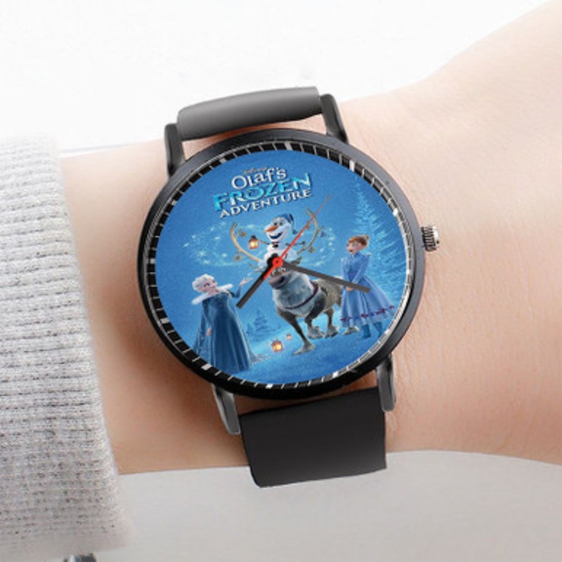 Pastele Olaf s Frozen Adventure Watch Custom Unisex Black Quartz Watch Premium Gift Box Watches