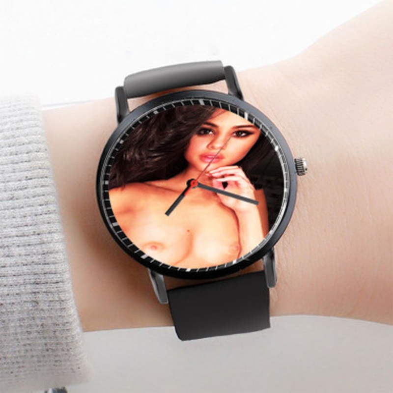Pastele Selena Gomez Watch Custom Unisex Black Quartz Watch Premium Gift Box Watches