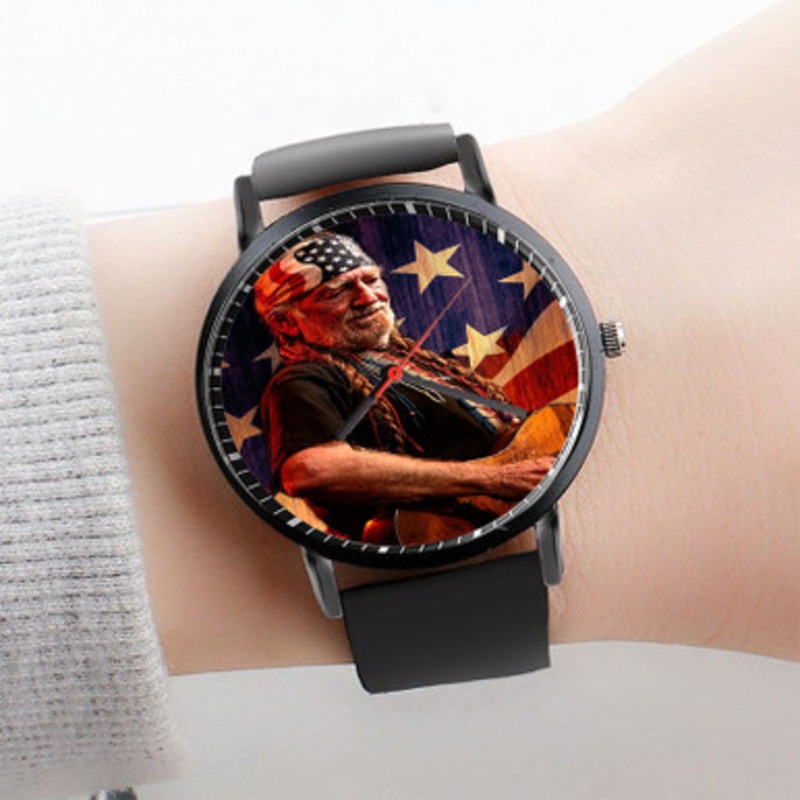 Pastele Willie Nelson Watch Custom Unisex Black Quartz Watch Premium Gift Box Watches