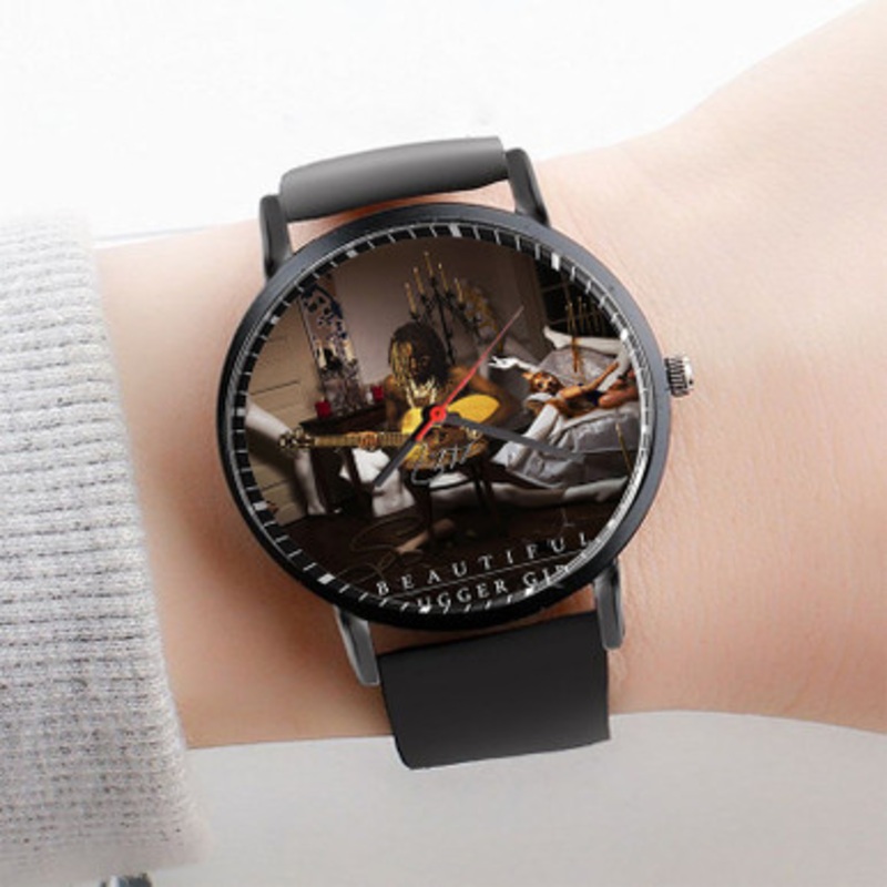 Pastele Young Thug Beautiful Thugger Girls Watch Custom Unisex Black Quartz Watch Premium Gift Box Watches