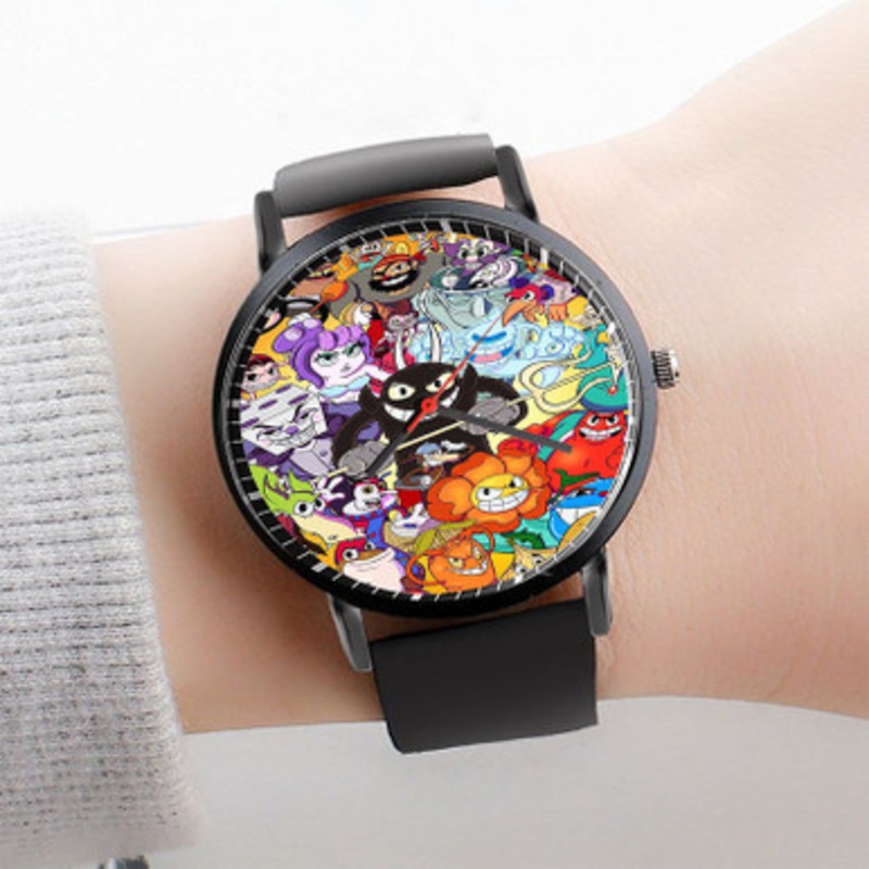 Pastele Cuphead Rogues Watch Custom Unisex Black Quartz Watch Premium Gift Box Watches