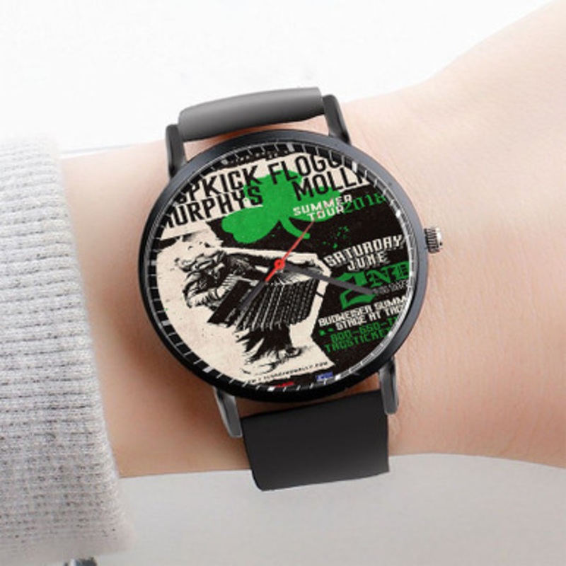 Pastele Dropkick Murphys and Flogging Molly Watch Custom Unisex Black Quartz Watch Premium Gift Box Watches