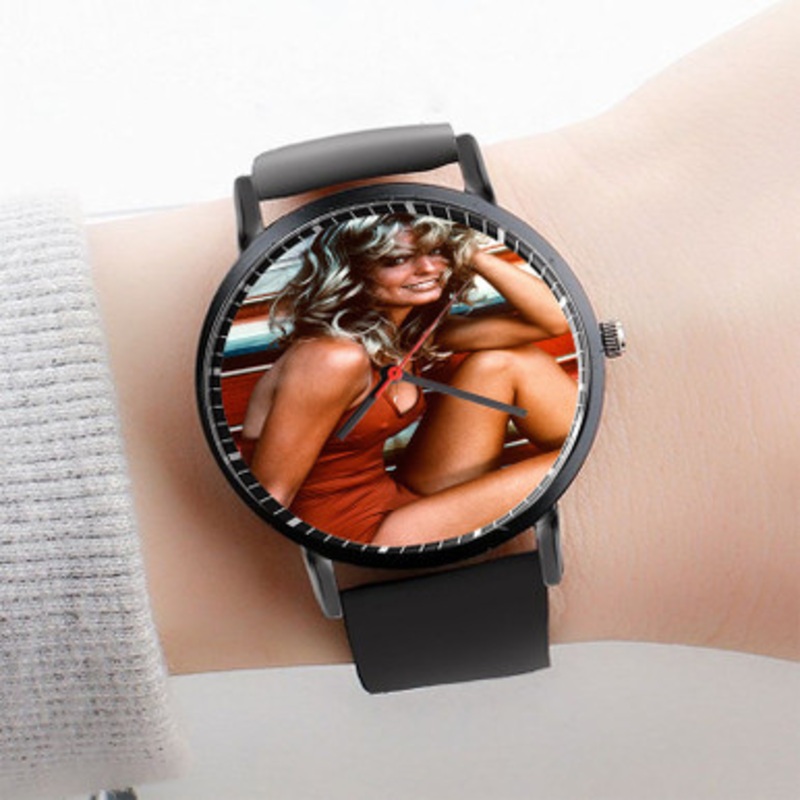 Pastele Farrah Fawcett Art Watch Custom Unisex Black Quartz Watch Premium Gift Box Watches