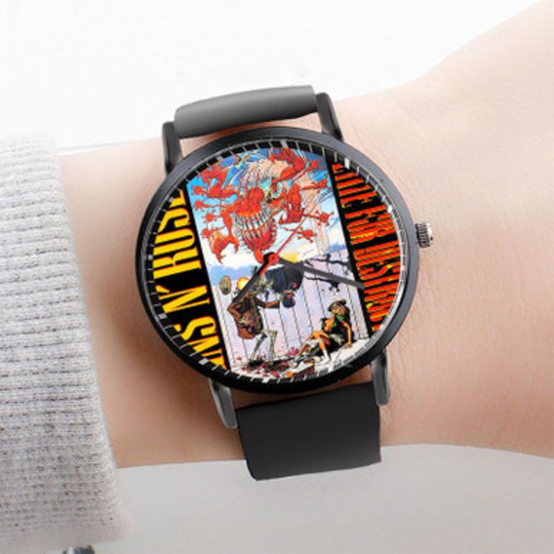 Pastele Guns N Roses Appetite for Destruction Watch Custom Unisex Black Quartz Watch Premium Gift Box Watches