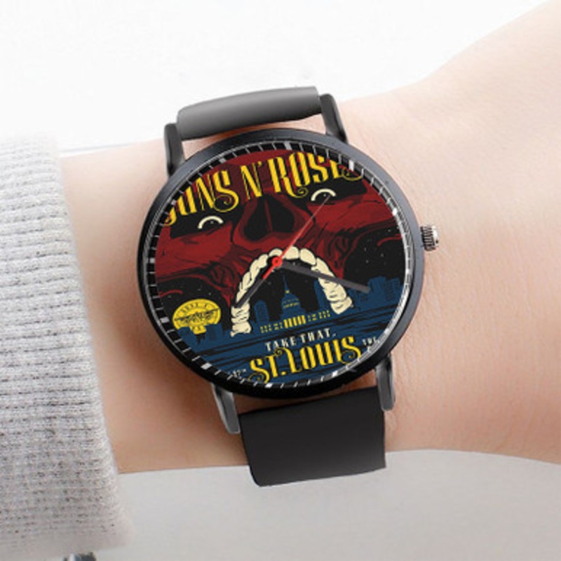 Pastele Guns N Roses St Louis Watch Custom Unisex Black Quartz Watch Premium Gift Box Watches