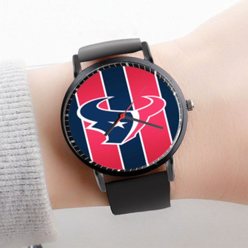 Pastele Houston Texans NFL Watch Custom Unisex Black Quartz Watch Premium Gift Box Watches