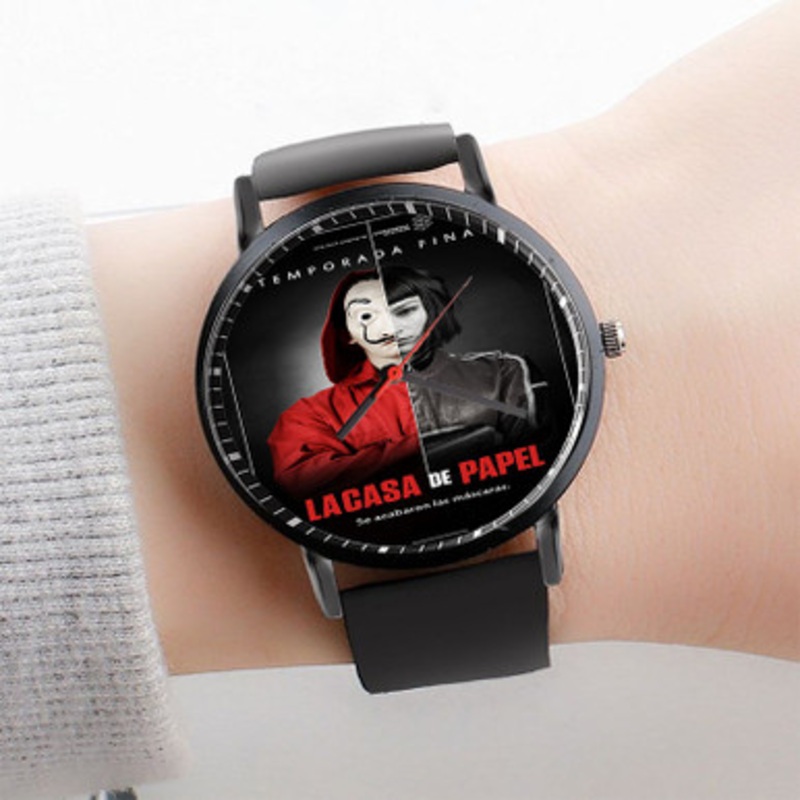 Pastele La Casa de Papel Watch Custom Unisex Black Quartz Watch Premium Gift Box Watches
