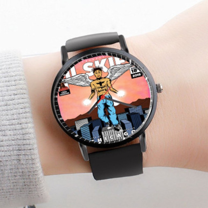 Pastele Lil Skies Art Watch Custom Unisex Black Quartz Watch Premium Gift Box Watches
