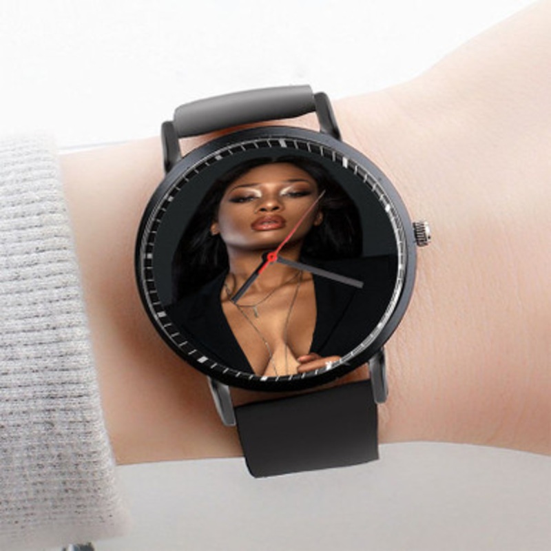 Pastele Megan thee Stallion Watch Custom Unisex Black Quartz Watch Premium Gift Box Watches