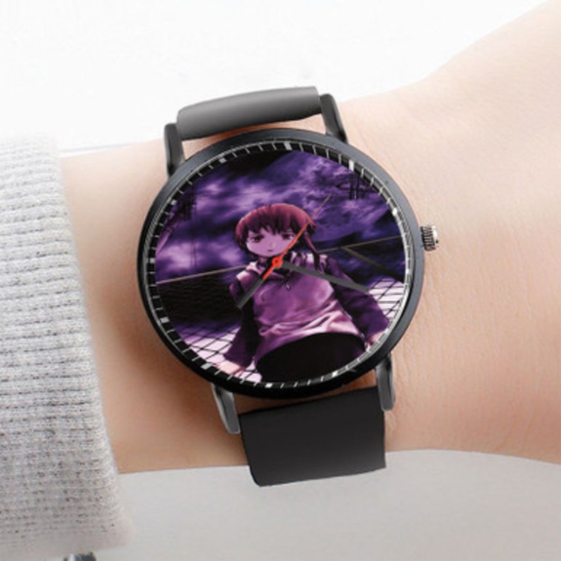 Pastele Serial Experiments Lain Watch Custom Unisex Black Quartz Watch Premium Gift Box Watches